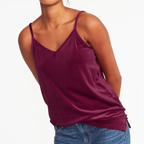 Old Navy Velvet Cami Top 2XL Winter Wine Burgundy Soft Whimsigoth Romantic - Picture 1 of 10